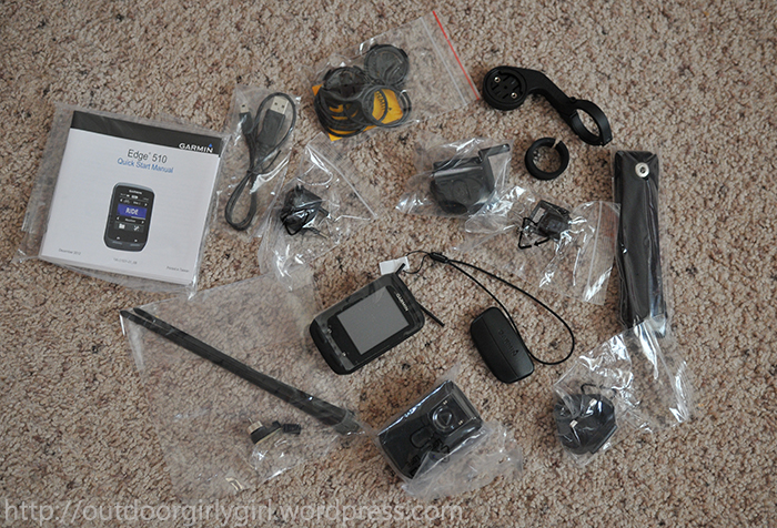 Everything neatly bagged (except for the heart rate monitor and tether, for some reason)
