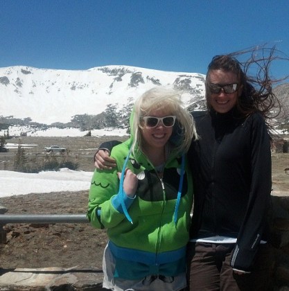 My BFF Kim and I at Libby Flats in the wind