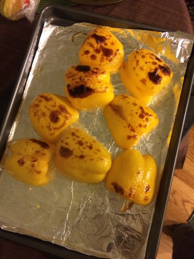 Broiled and "lightly charred" peppers! Um, I'm pretty proud of this, as I've never broiled anything in my life!