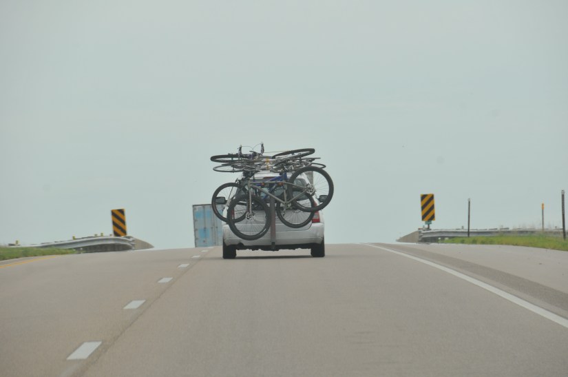 A car I saw in Nebraska... they had me beat on number of bikes, clearly