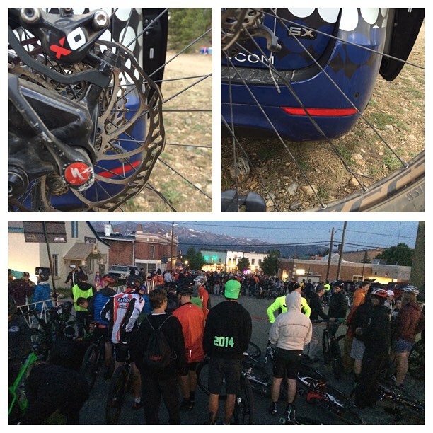 Blackened rotor, cuddling spokes, and starting corral a million miles from the starting line.