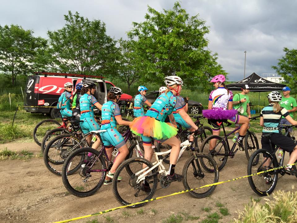 Gail and I raced in tutus for the final New Belgium short track... only our fanciest for the evening!  (Photo by Kristin Eagle)
